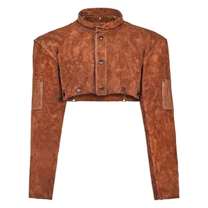 VEVOR Leather Welding Cape Sleeve, Heavy Duty Flame Resistant Cowhide Safety Cape Sleeves for Men Women, Heat-Resistant for Welding, Blacksmithing, Woodworking, Gardening, M-Size