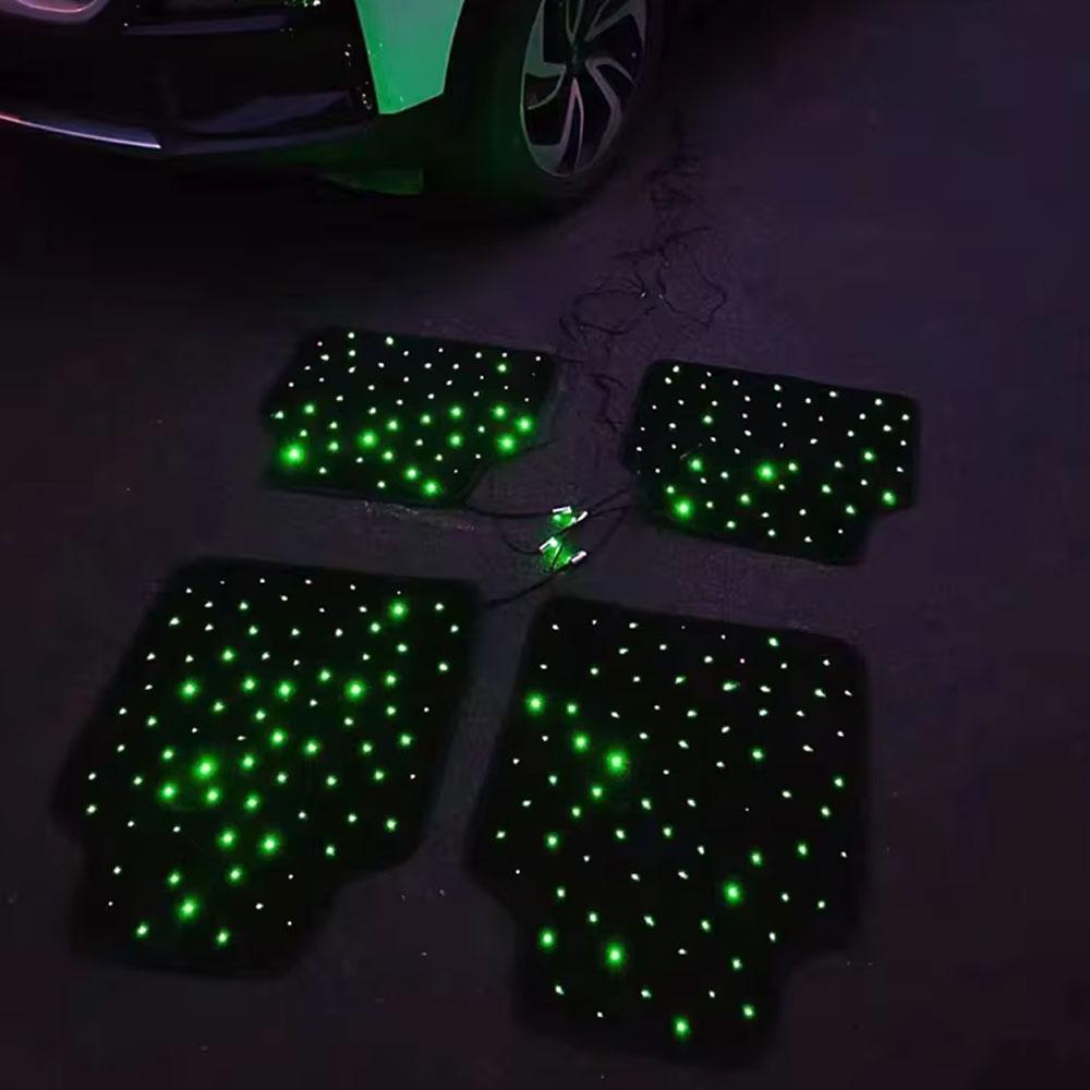 Luxury Starlight LED Car Floor Mats, 4pcs Starry Star Light Floor Mats Fiber Optic Lights APP/Remote Control Music Mode Sound Activated Interior Lights for Cars, SUVs, Trucks