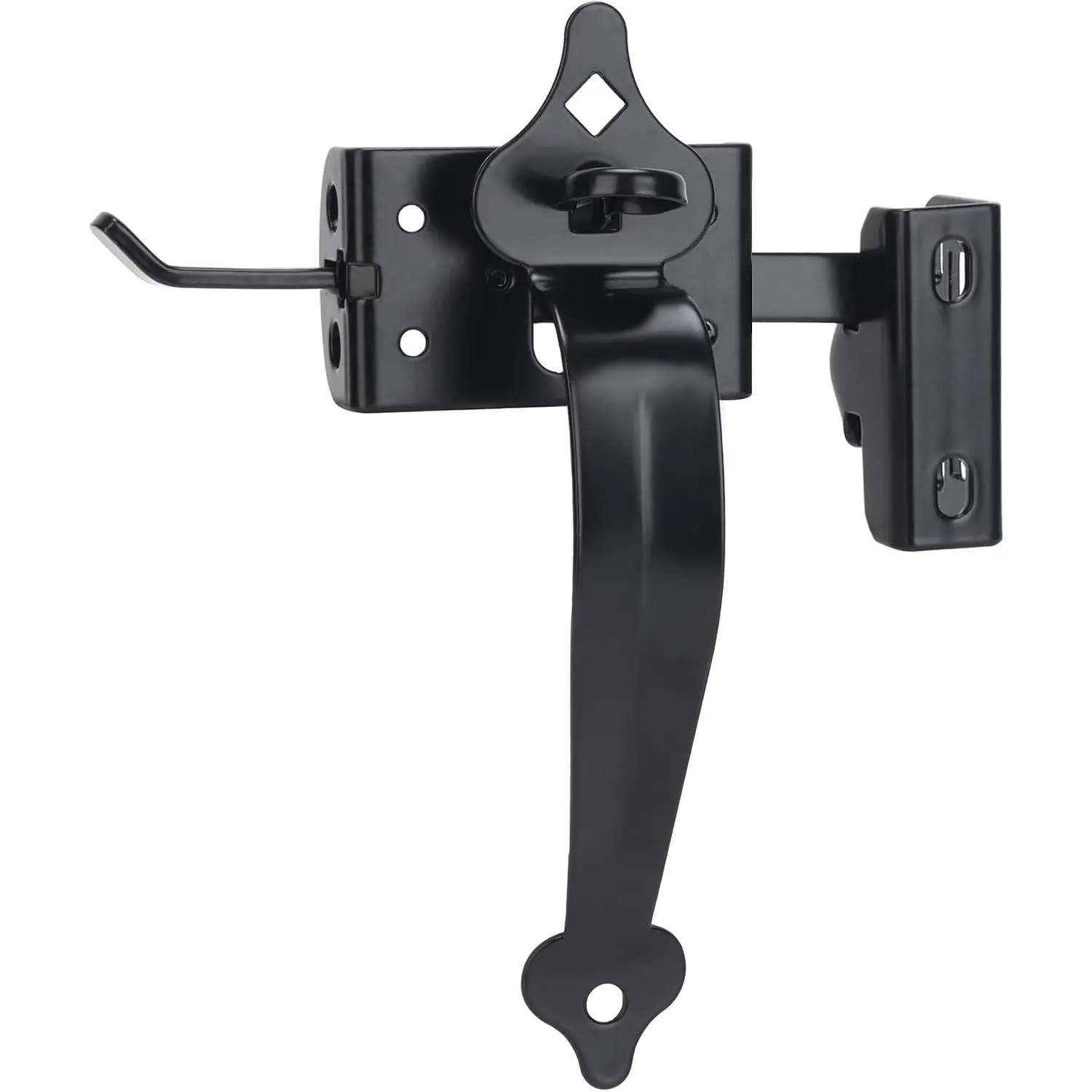 Thumb Gate Latch for Wooden Fence,Self Locking Thumb Latches Fence Latch with 9in Gate Handle,Heavy Duty Door Latch Gate Hardware Kit for Outdoor Garden,Metal Gate,Vinyl Fence,Black Finish