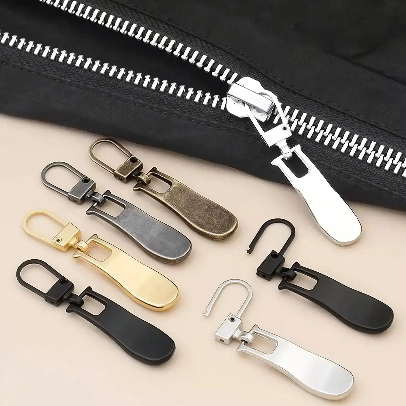 Detachable Zipper Head, 5 Counts Zipper Slider, Zipper Repair Kit, Sewing Accessories for Clothes, Bags, Jackets, Coats, Zipper Easy Remove