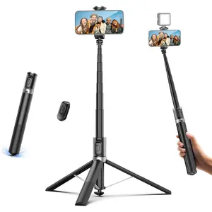 0.01s Auto Pop Open 63" Phone Tripod for  with Remote, Selfie Stick Tripod Stand Extendable with Cell Phone Clip, Compatible with  for Travel Video Recording Live Stream Vlog