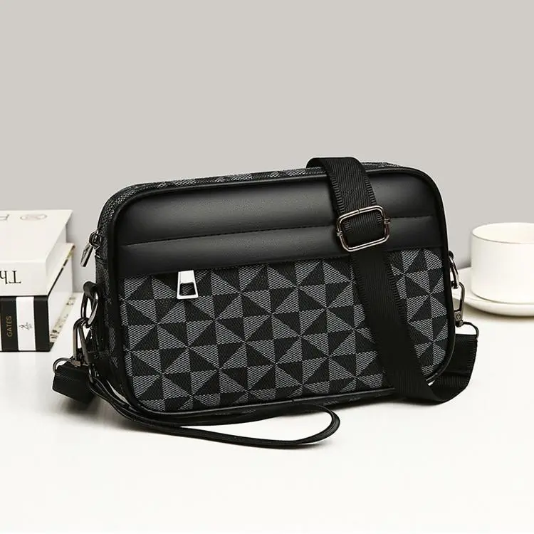 BIGWIG Men's Crossbody Messenger Bag - High Quality PU Leather, Fashion Pattern, Adjustable Strap, Waterproof Business Bag, Zip Closure, Commuter Travel Everyday Carry Ideal Gift