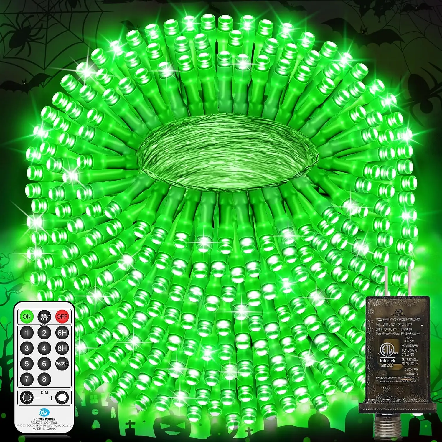 200 FT 500 LED Green Halloween Lights Outdoor Fairy String Lights Plug in