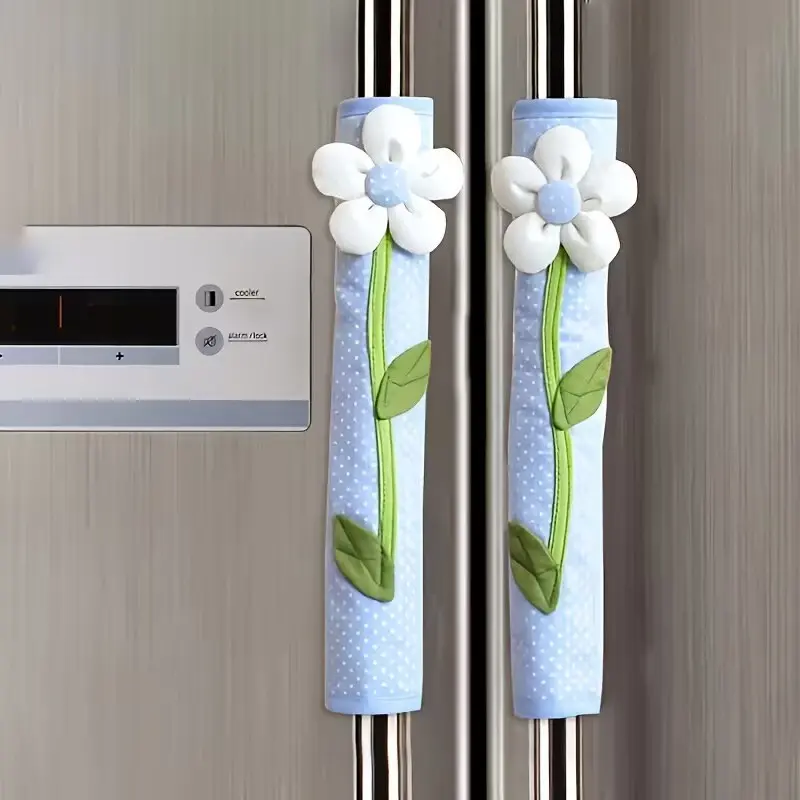 2 Pieces Flower-Shaped Refrigerator Handle Dust-Proof Cover, Cute Protection Cover, Kitchen Accessories, Easy Installation