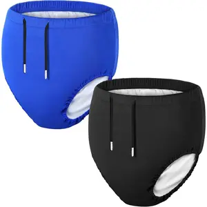 2 Pcs Youth Swim Diaper Special Needs Reusable Cloth Diaper Covers Waterproof Incontinence Swimming, Unisex(Black,Blue,6-8t)