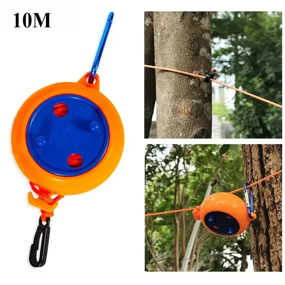 10m Clothesline Laundry Drying Rope, Windproof Anti-Slip Retractable Cord, Outdoor Clothes Line for Hotel Camping Accessories
