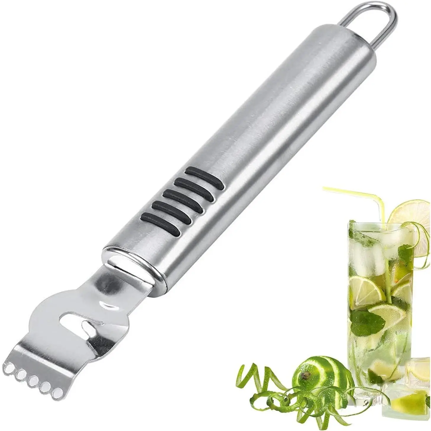 Stainless Steel Lemon Zester Grater with Channel Knife Citrus Zester Lemon Peeler for Cocktails, Suitable for Lemon Lime Orange Fruit Zester Citrus Scraper Tool
