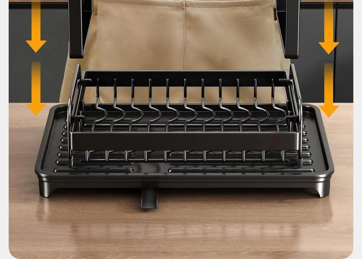 Kitchen Dish Drying Rack, Large Capacity Dish Drain Storage Rack, Household Tableware Storage Rack, Kitchen Gadgets, Multifunctional Storage Organizer, Kitchen Organizer