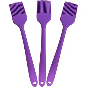 Purple Silicone Pastry Basting Brush - Food Grade BPA Free, Heat Resistant Up to 660°F/315°C, Dishwasher Safe Cooking Brush for Baking, BBQ, Grilling, Sauce, Butter, Cake & Bread