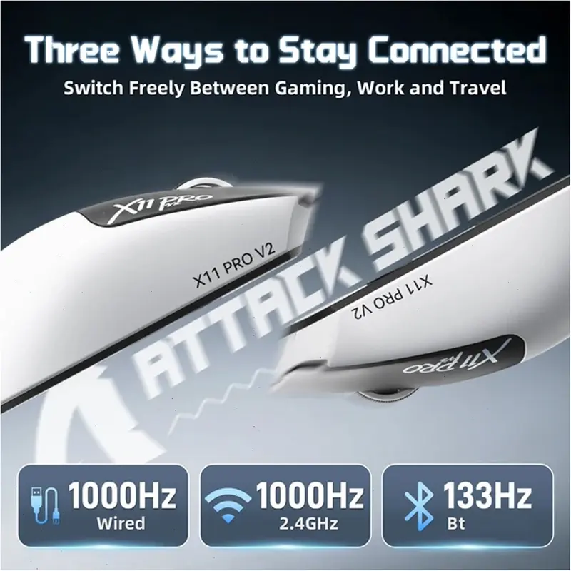 ATTACK SHARK X11 PRO V2 Wireless Gaming Mouse with TFT Display Charging Dock, TFT Display Charging Dock, 2.4G Receiver, 30,000 DPI, Tri-Mode Connectivity, PAW3315 Sensor