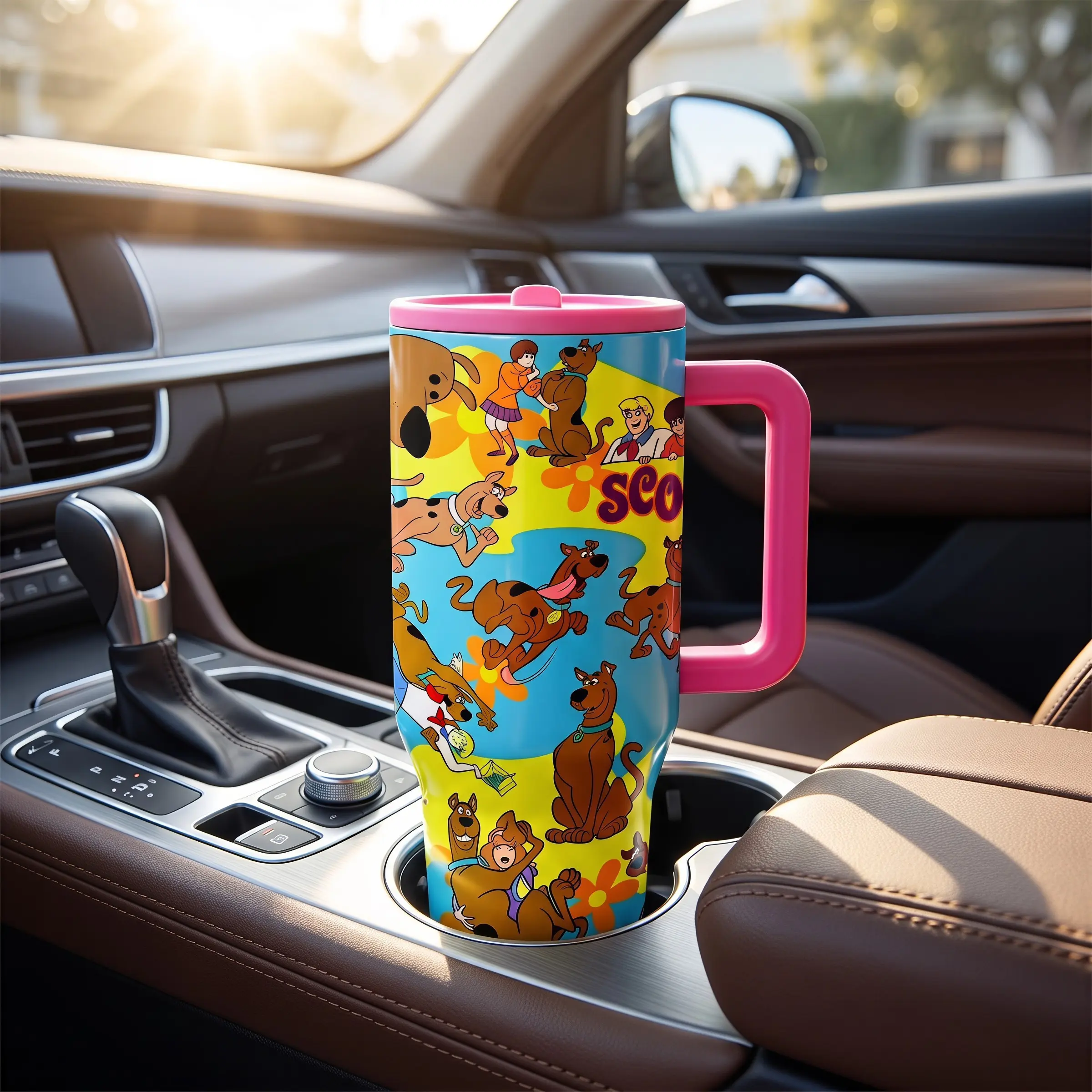 1 Pc 40oz Insulated Mug, Large Capacity Vacuum Cup, Double-Wall Leakproof Tumbler with Handle and Lid, Skinny Design for Hot & Cold Drinks, Keeps Hot 12h Cold 24h, Ocean Print, Beach Summer Gift for Daily Use