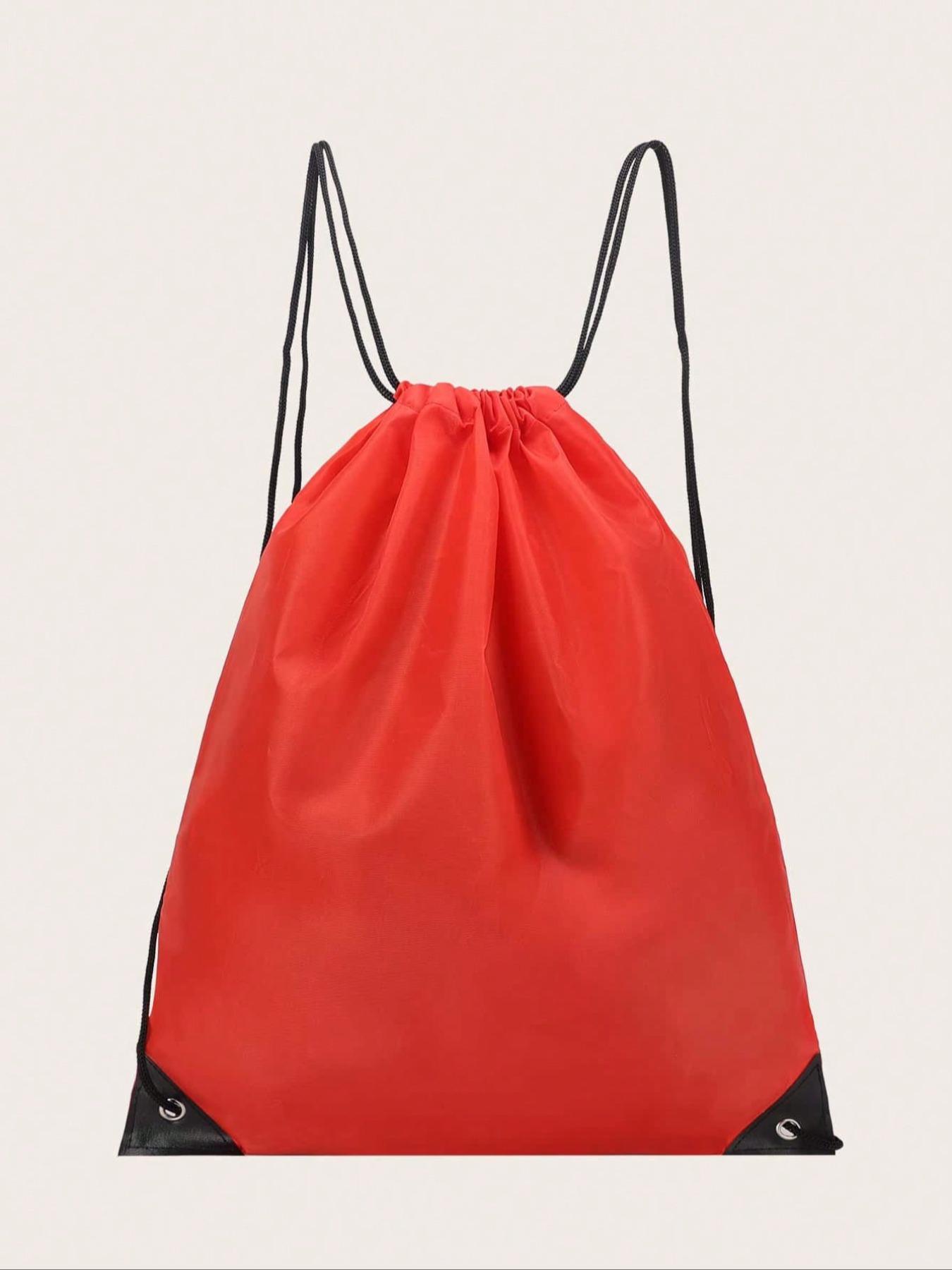 1 Piece Plain Drawstring Backpack, Casual Nylon Waterproof Sports Backpack, Multifunctional Sports Bag for Travel Fitness Work, Durable Waterproof Bag