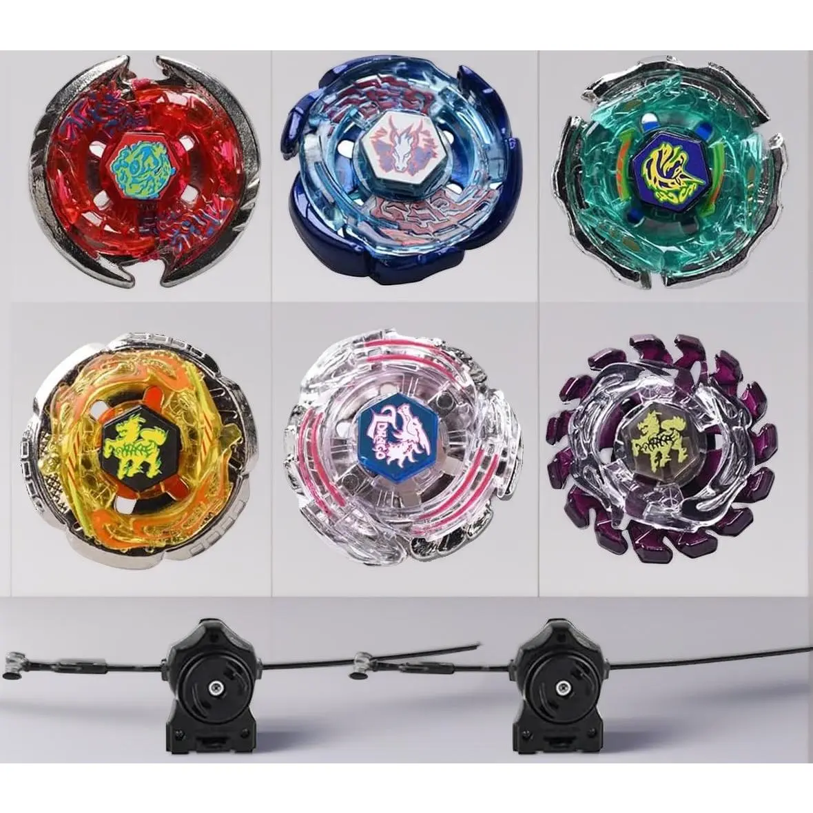 6-Pack Bey Burst Battling Tops Metal Fusion Starter Set, Including Stickers and 2 Launchers