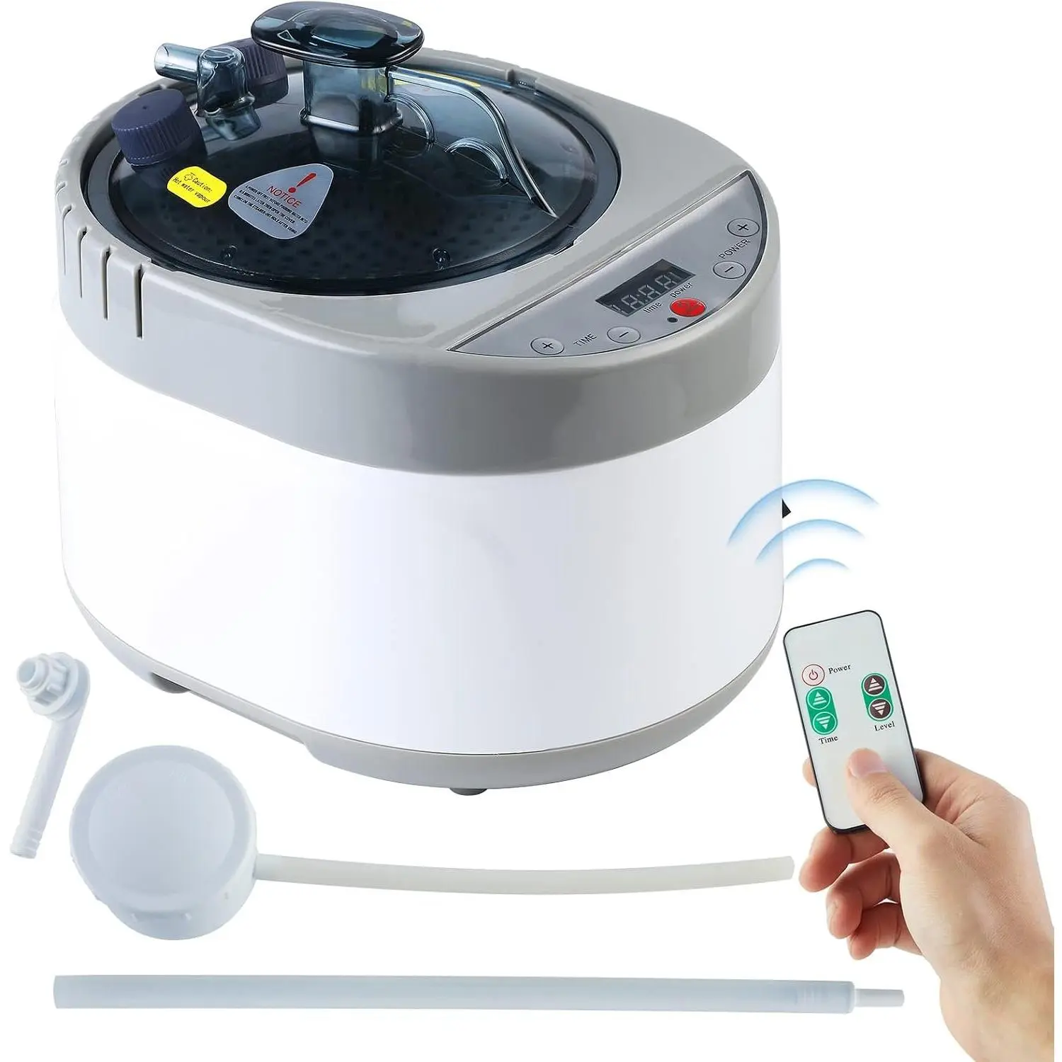 Sauna Steamer, Portable 4L Upgrated Steam Pot Generator with Remote Control,  Machine with Timer Display  Box for Steam Saunas, 110V  Plug- Grey