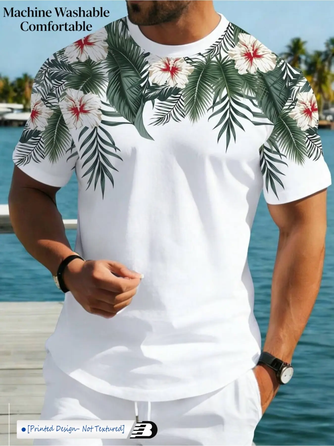 Men's Short Sleeve 3D Casual Sports T-Shirt, Summer Round Neck T-Shirt, Fashion Slim-Fitting T-Shirt, All Seasons Wear
