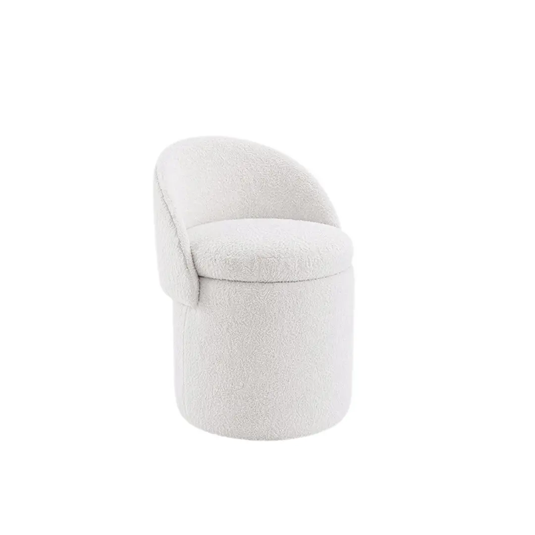 ARCH Velvet Makeup Ottoman Stool with Storage, Modern Adjustable Backrest Folding Accent Chair for Bedroom Dressing Table, 15.7x15.7x17.7in, 250lbs Capacity, Space-Saving Compact Indoor Furniture for Living Room, Beige