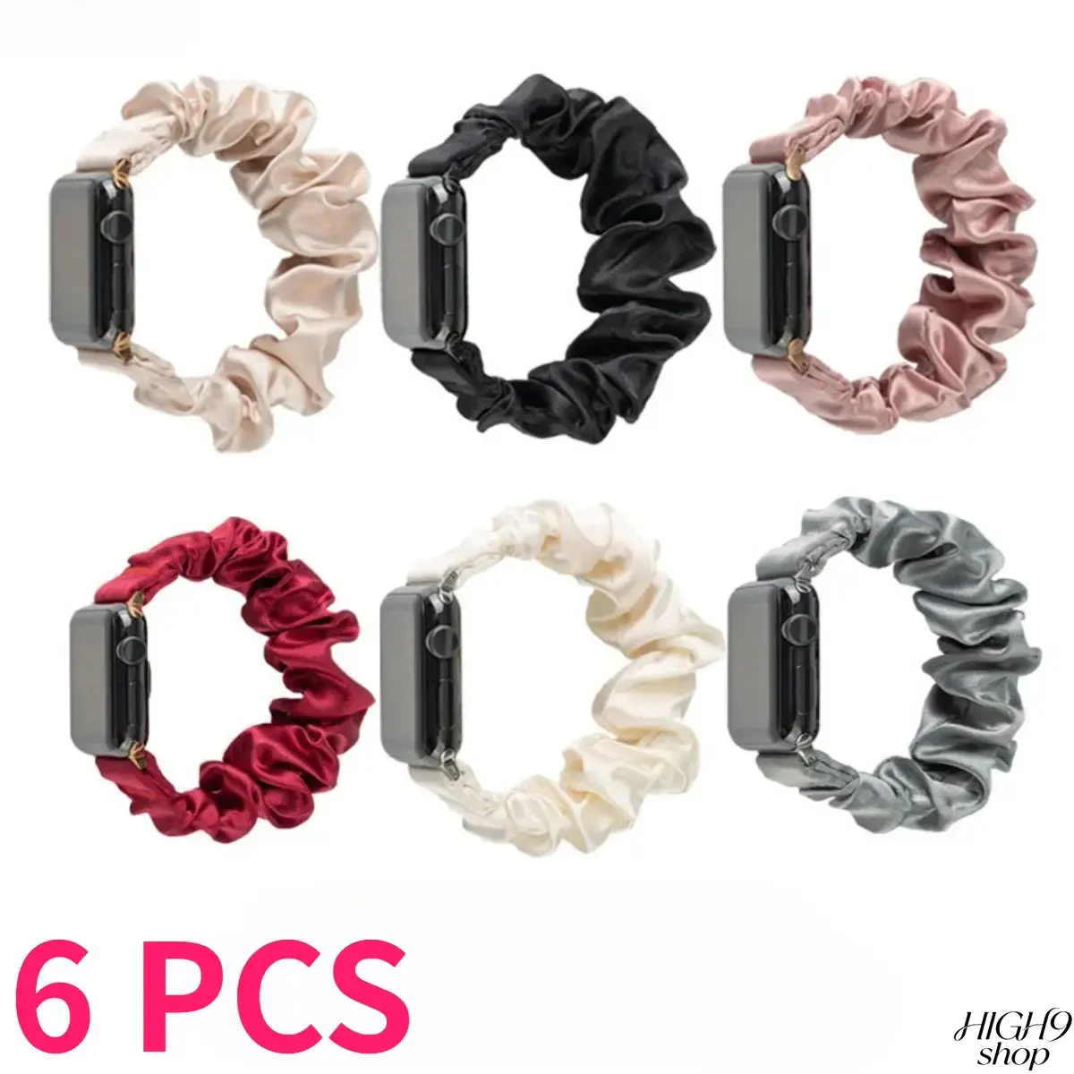 6-Pack Stretchy Nylon Scrunchie Wrist Straps (6 Colors) - Lightweight, Soft, Breathable Fabric Replacement Accessories for Luggage & Bags, Ideal for Everyday Use, Birthday Gifts (6pcs 1, Wrist Straps Only)