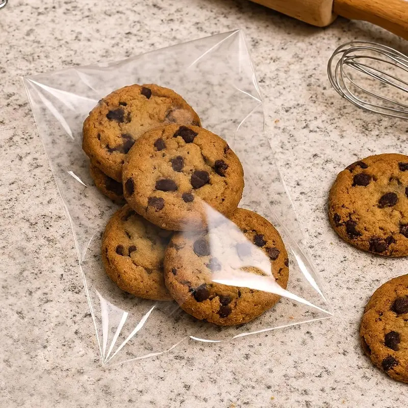 Self-sealing glass paper bags, transparent biscuit bags, reusable sealed glass paper bags, suitable for packaging biscuits, gifts, products and candies.