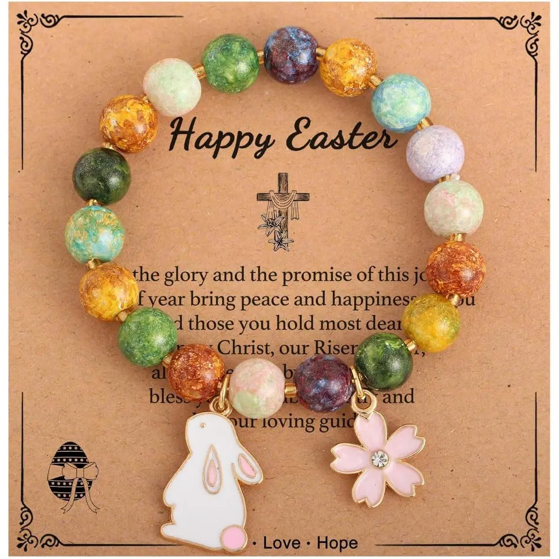 Easter Basket Stuffers for Teens Girls, Nature Stone Easter Gifts  Bracelet, Christian Gifts Inspirational