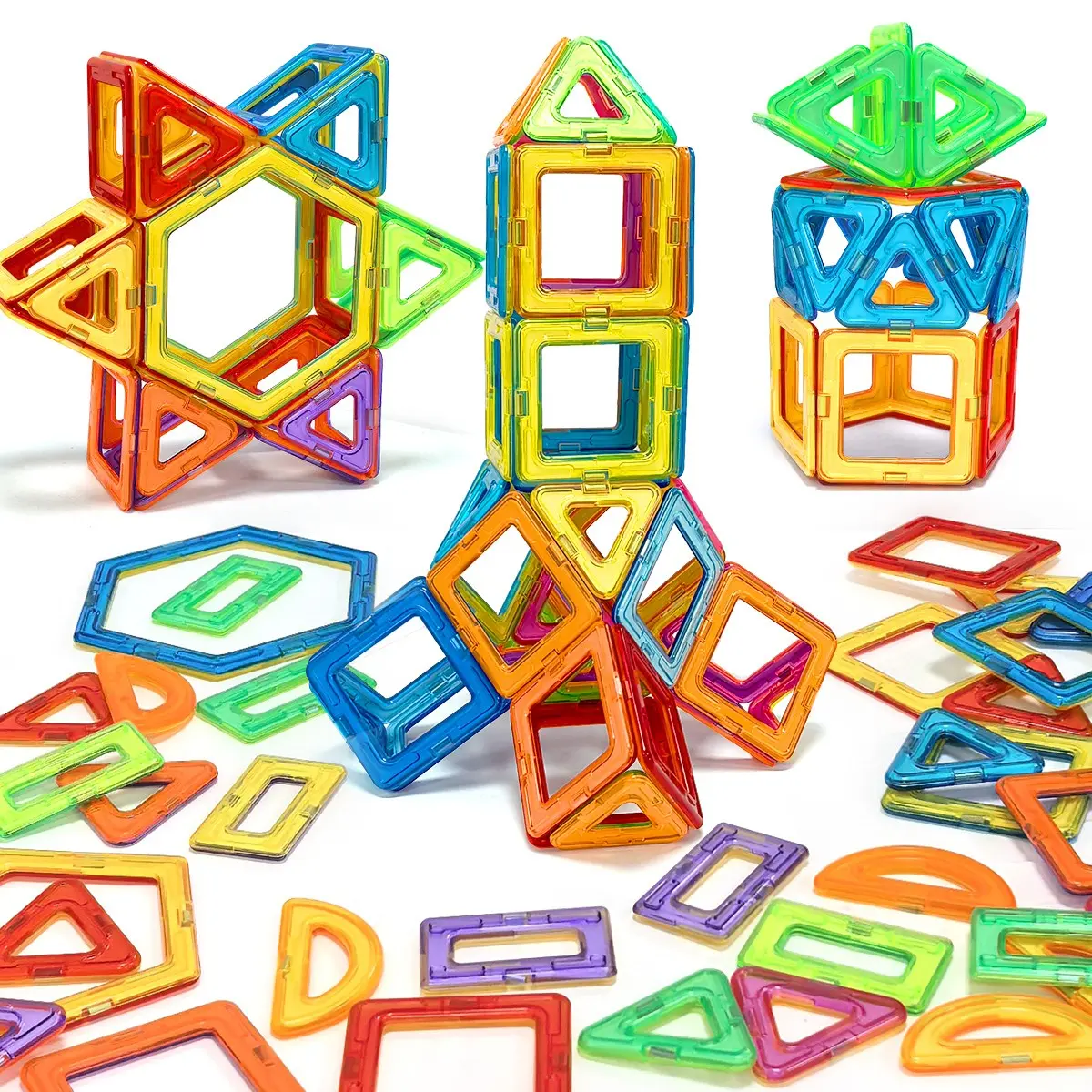 Magnetic Building Blocks for Kids, Large Construction Toy Set, Colorful Magnetic Tiles, Stem Educational Toy, Fun Birthday Gift