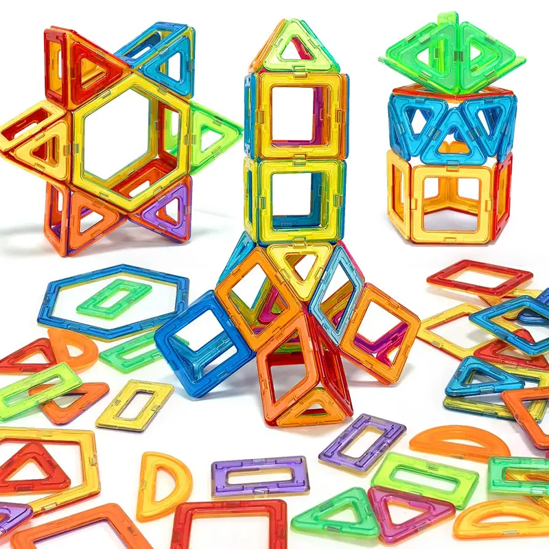 Magnetic Building Blocks for Kids, Large Construction Toy Set, Diy Building Kit, Colorful Magnetic Tiles, Stem Educational Toy, Fun Birthday Gift