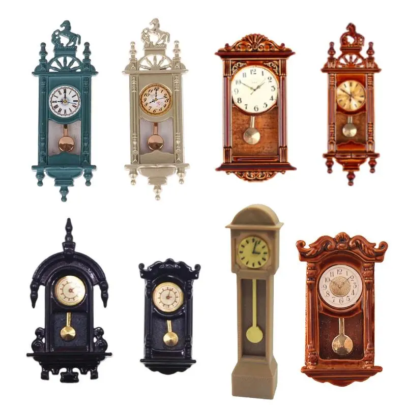 1:12 Scale Classic Wall Clock Model for Dolls, 1:12 Mini House Vintage Living Room Ornament, Realistic Details, Excellent Workmanship, House Decoration Accessory, Not for Children Under 3 Years, As Pictures, Miniature Dollhouse