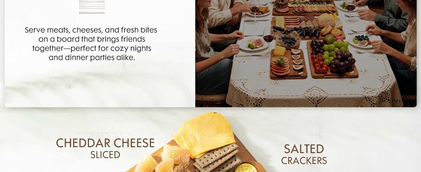 Deep-Carbonized Bamboo Cutting Boards for Kitchen with Wood Storage Stand, Reversible Charcuterie & Chopping Boards with Juice Grooves and Easy-Grip Handles, Knife-Friendly, Kitchen Gift