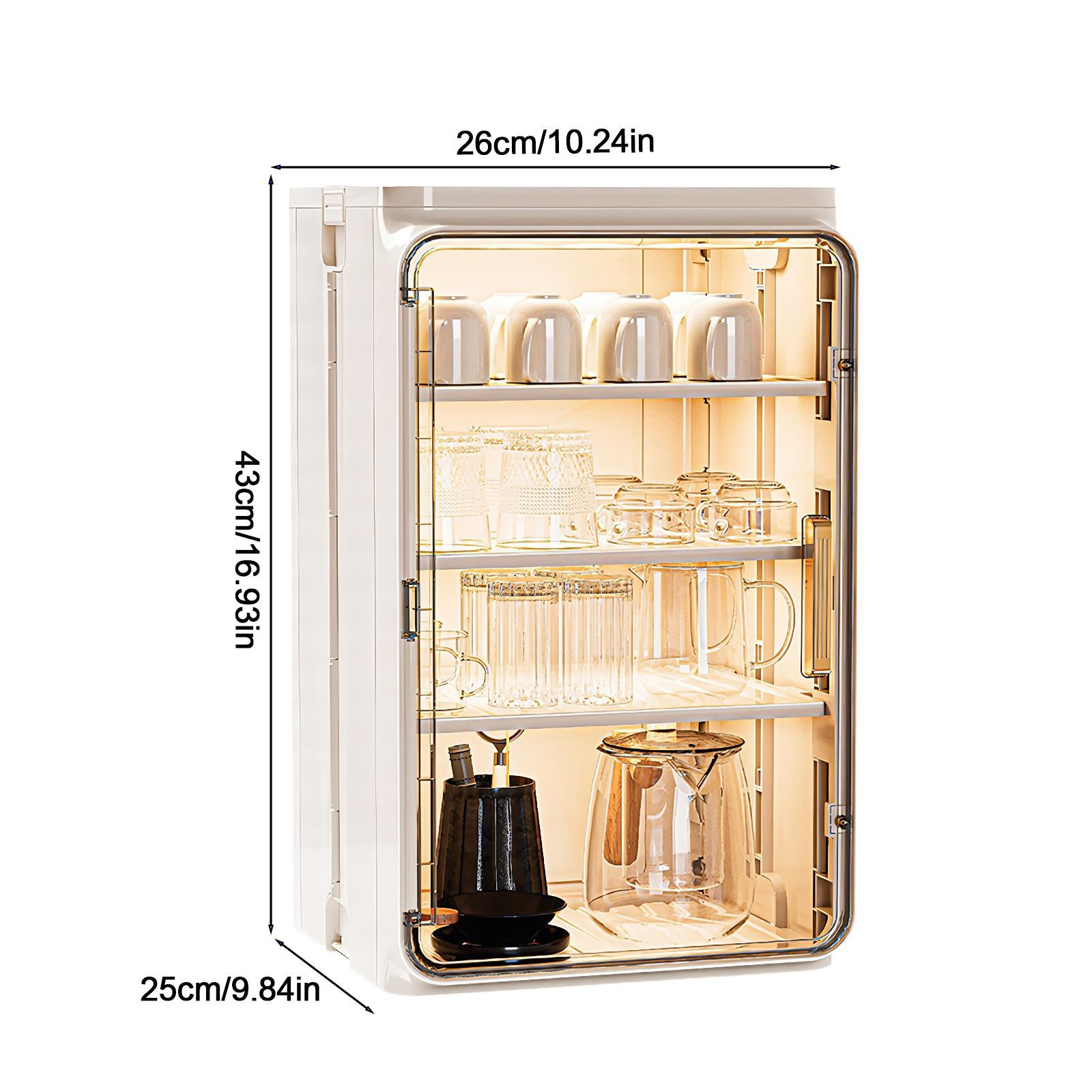 Stackable Plastic Multilayer Cup Storage Box Large Capacity Desktop Storage Display Shelf with Doors and Shelves for Office Kitchen Coffee Bars NEW