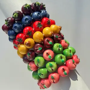 European and American INS colorful dopamine fruit beaded bracelet, fresh spring and summer apple, pear, tomato bracelet