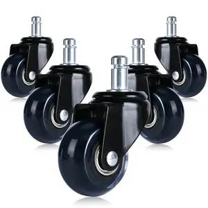 2" Replacement Rubber Office Chair Caster Wheels Set of 5 Best Protection for Hardwood Floors Carpet Mat Universal Fit Smooth & Silent