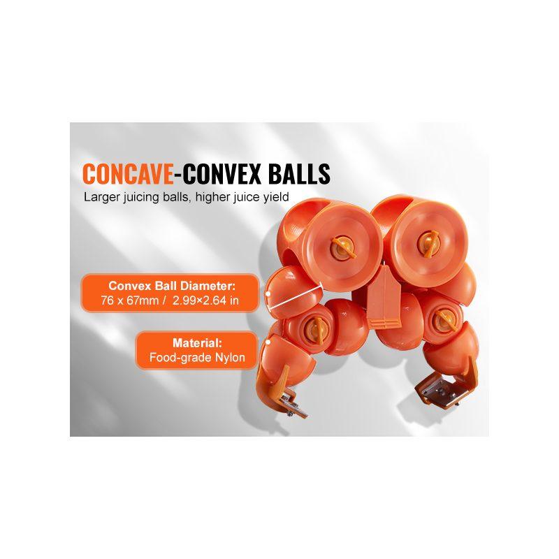 VEVOR Commercial Orange Juicer Machine, 120W Automatic Feeding Juice Extractor, Stainless Steel Juice Extractor for 25 Oranges Per Minute, with Pull-Out Filter Box, PC Cover, 2 Peel Collecting Buckets