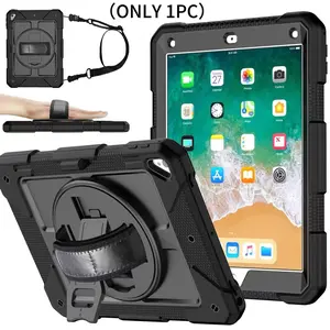 iPad Protective Case Shockproof 360 Rotating Stand Shoulder Strap Tablet Cover with Pen Holder, Durable iPad Accessories, Adjustable Stand, Mobile Tablet Stand