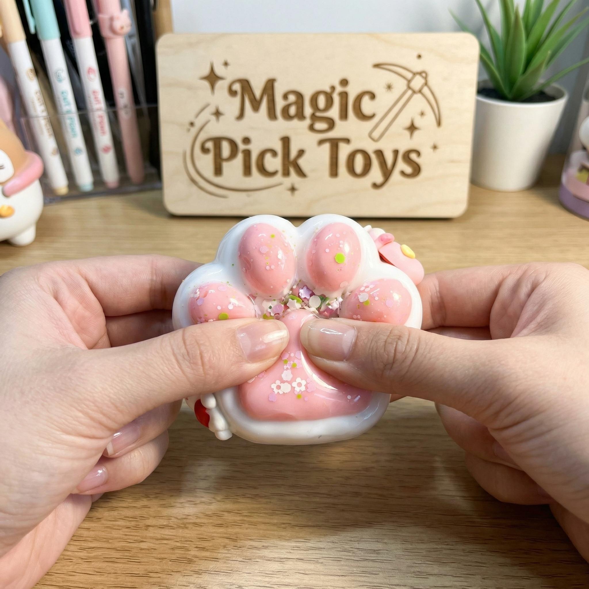 Final Sale | Creamy Pink Cat Paw Squishy - Food-Grade Silicone Slow-Rising Rebound Squishy Fidget Toys for Stress Relief - Soft Squeeze Toys with Thick Creamy Slime Texture, Handmade Non-Toxic Sensory Toys