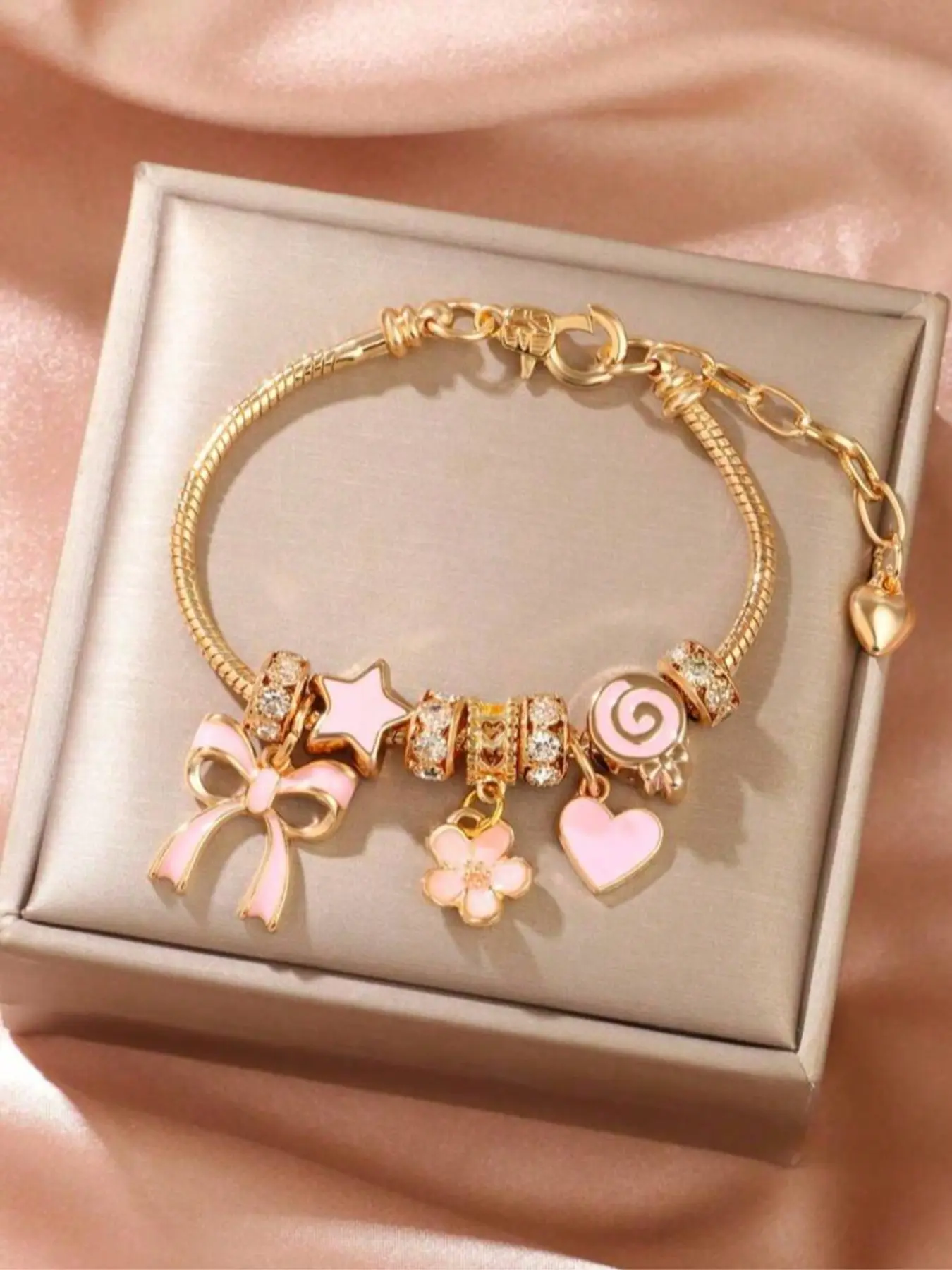 Adjustable Bow Bracelet, Star Heart Lollipop Bead Wristband, Ballet Style Jewelry, Perfect Gift for Birthday, Valentine's Day, Anniversary