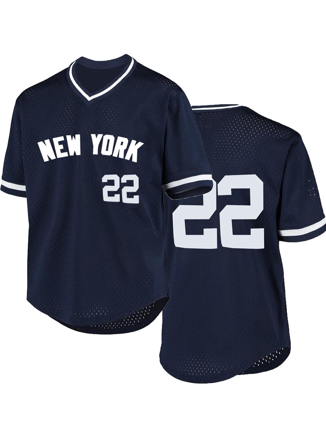 Men's Letter & Number Embroidery Striped Trim Baseball Jersey, Breathable V Neck Short Sleeve Top for Training & Competition, Baseball Clothing for Men