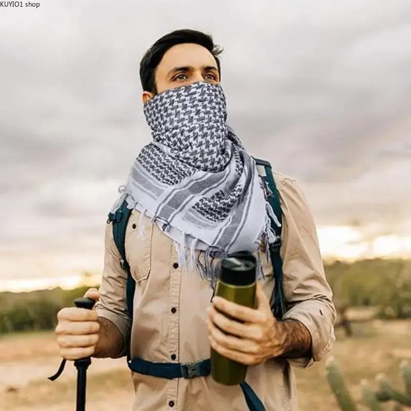 Winter Tactical Shemagh Scarf, Windproof Warm Full Face Cover Keffiyeh Wrap, Breathable Cold Weather Neck & Head Protection, Versatile Outdoor Accessory for Motorcycle Riding, Hiking and Casual Cold Climate Activities