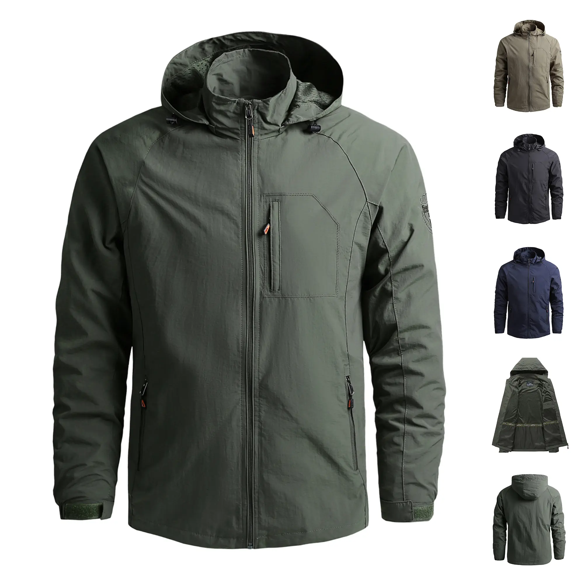 Anti-static, waterproof, windproof fishing jacket, casual sports coat, men's versatile outdoor waterproof hooded jacket