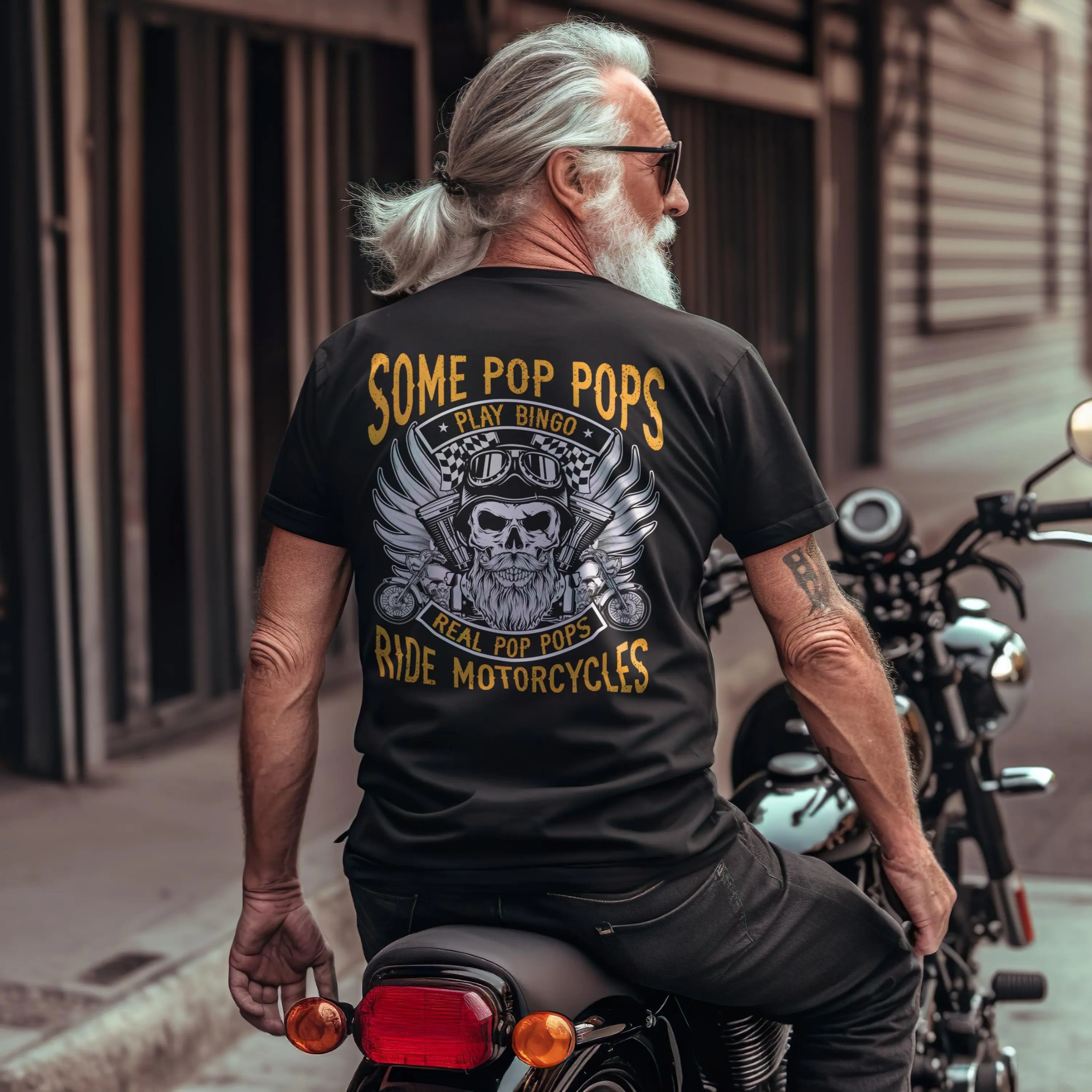 Funny Biker Grandpa Shirt - Some Pop Pops Play Bingo Real Pop Pops Ride Motorcycles Tee, Gift for Biker Granddad, New Grandpa T-Shirt