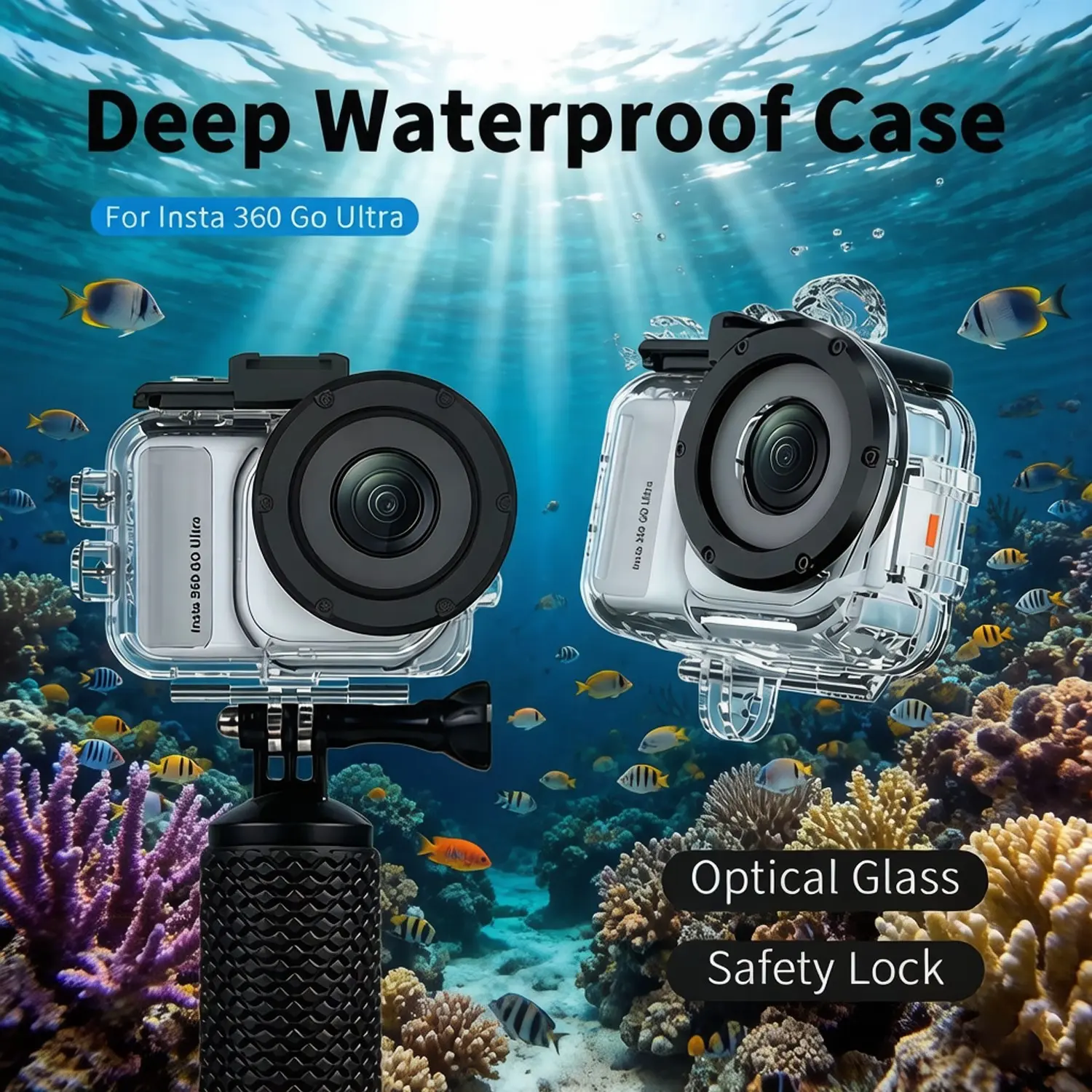 for Insta360 Go Ultra Protective Case, PC Material, Waterproof, Dive Housing Shell, Quick-Release Design, Full Protection, Beach Party Shooting Accessory, Underwater Photography, Water Play Travel Essentials