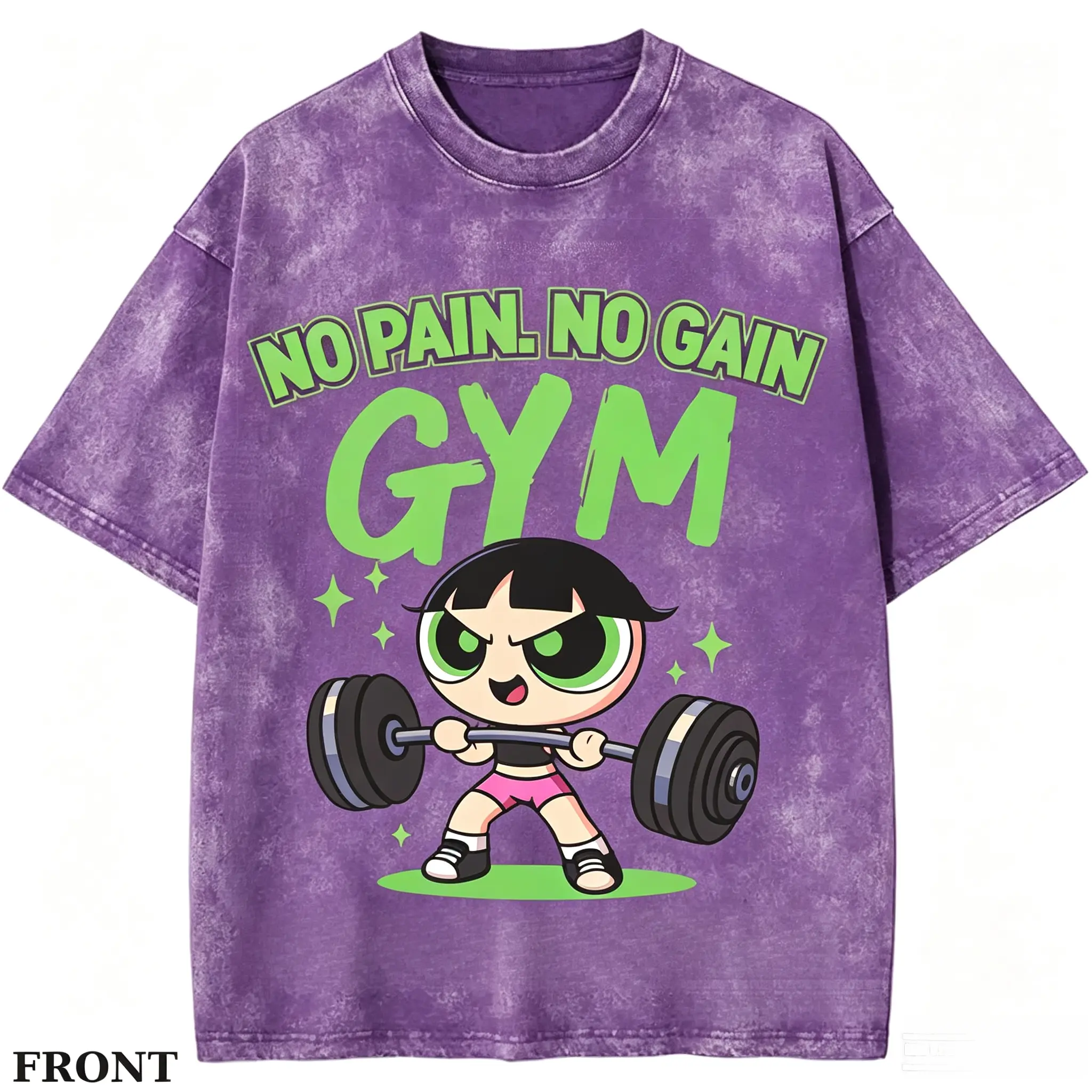 Funny Power-girl Gym Vintage T-shirt, No Pain, No Gain Graphic Tee, Anime Gym Shirt, Animation Graphic Tees, Gym Shirt, Unisex T-shirt