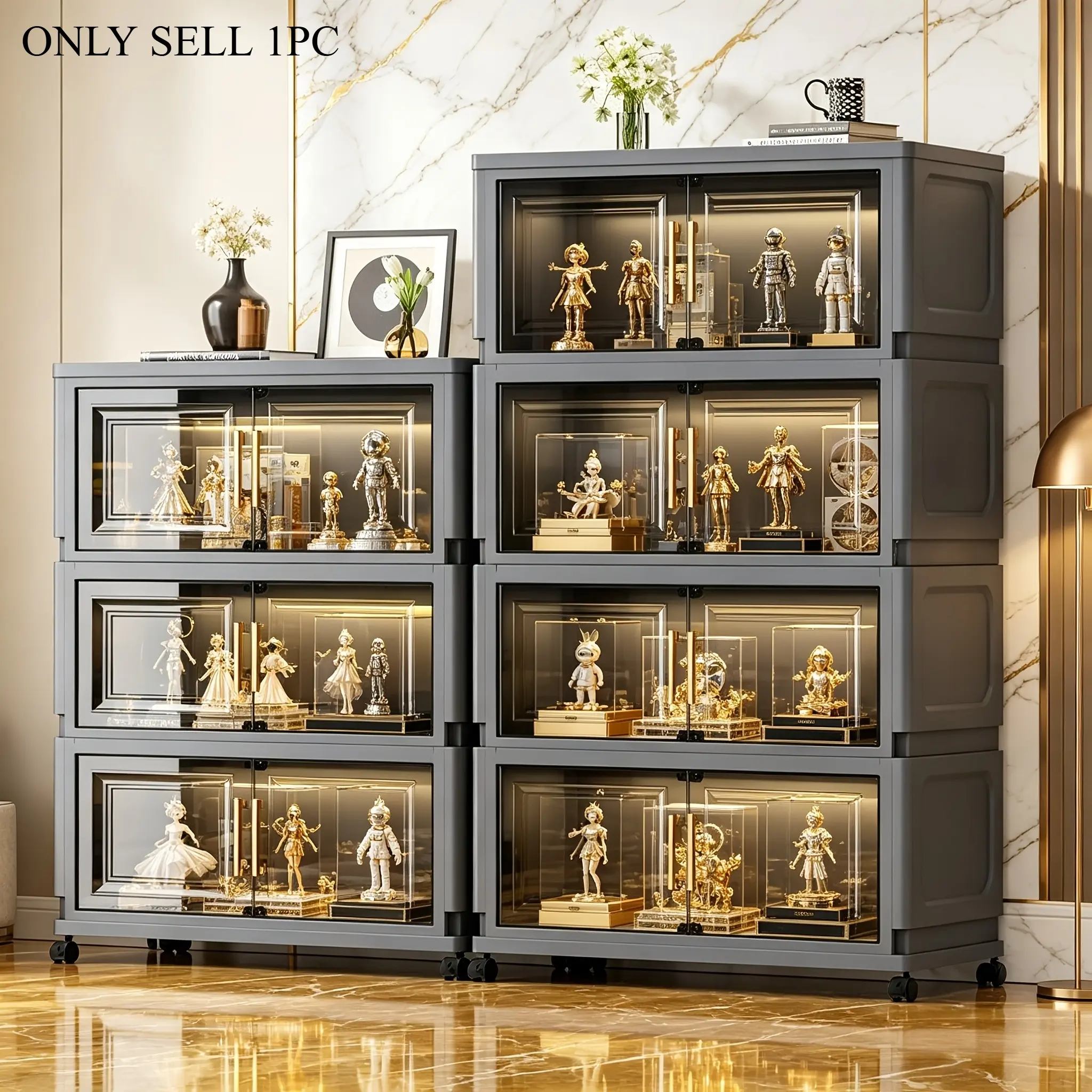 5-tier (42.72 inches) hallway storage cabinet, large-capacity 3/4/5-tier storage and organization cabinet, magnetic door design paired with silent universal wheels, movable hallway organization cabinet, Multi Layer Cabinet