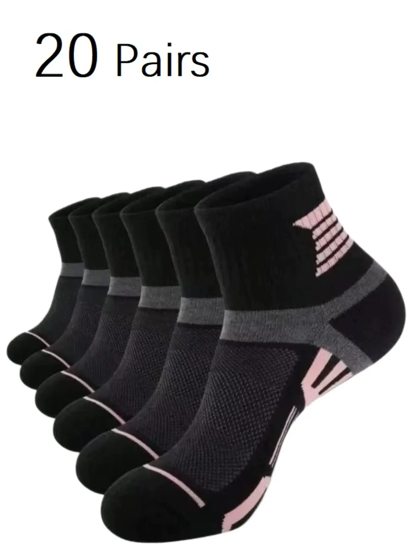20 Pairs Women's Short Tube Boat Socks, Lightweight Breathable Casual Low Cut Socks, Sweat Absorbing Socks for Women