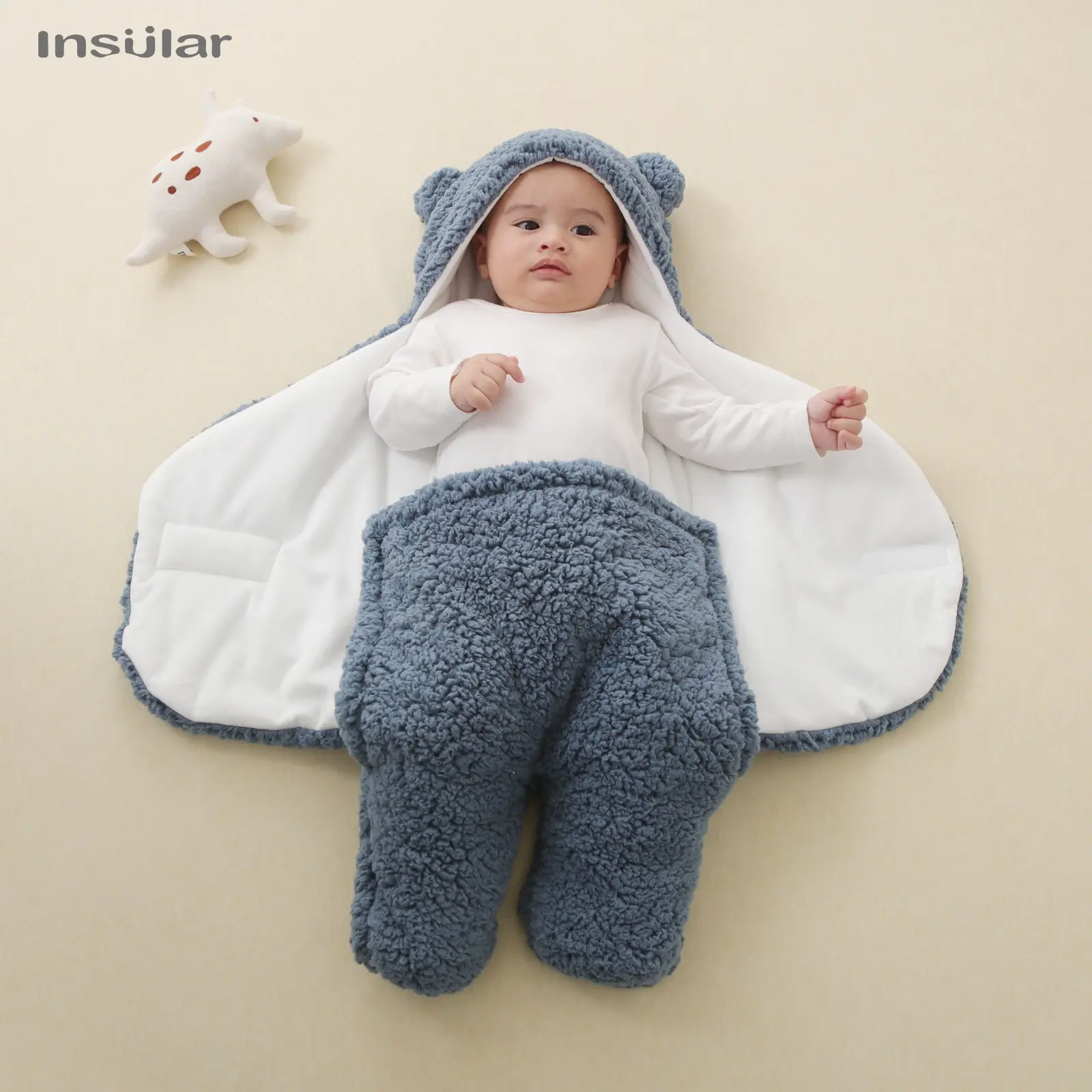 Baby Lamb Fleece Winter Sleep Bag, Newborn Anti-Jump Warm Sleeping Bag, Cozy Blanket for Fall & Winter, Infant Swaddle Wrap