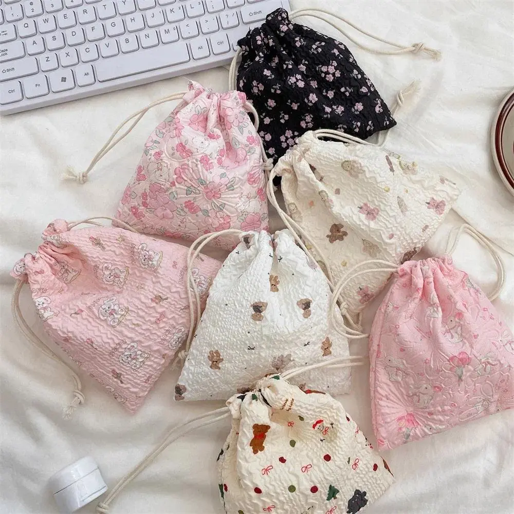 Cute Bear Cartoon Toy Drawstring Storage Bags Women Gifts Packaging Pocket Cosmetic Bag Makeup Bag Large Capacity Coin Purse