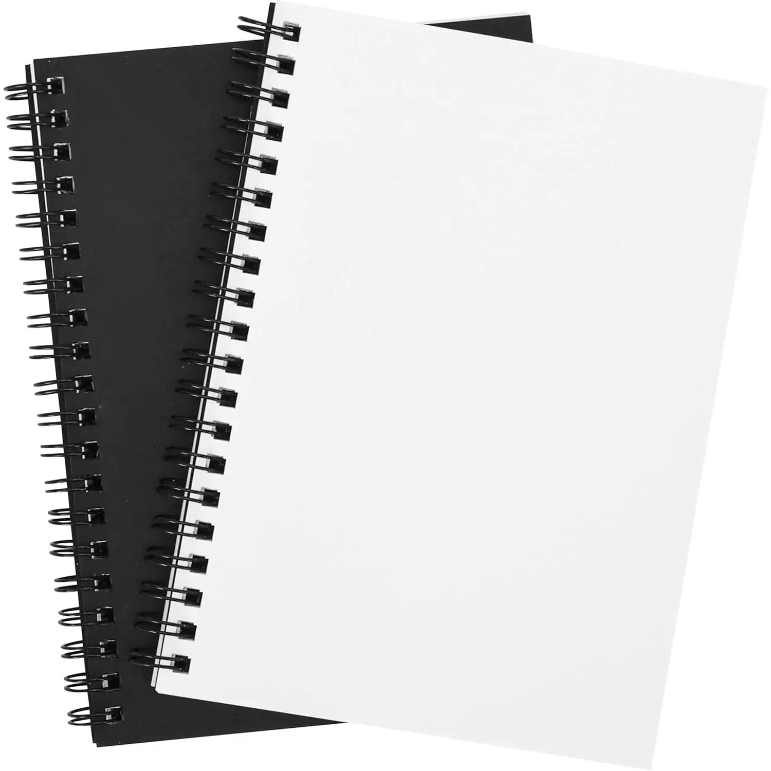 2 Pack Blank Spiral Notebooks B6 Sketchbooks, 140 Pages / 70 Sheets, Unlined Journals 5 x 7in 100GSM for Drawing, Art, Students, Office (Black)