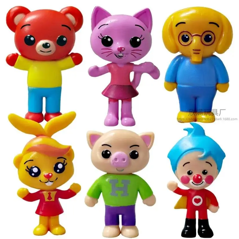 6pcs 9cm Unisex PVC Anime Action Figures Playset - Whimsical Plim Clown Figurines, Learning Enlightenment Models for Children Gifts, Desk Decorations
