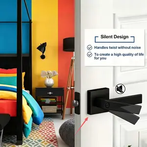 Privacy door handle, matte black door handle heavy suit, keyless lock inside bedroom and bathroom door lock, reversible left and right hands.