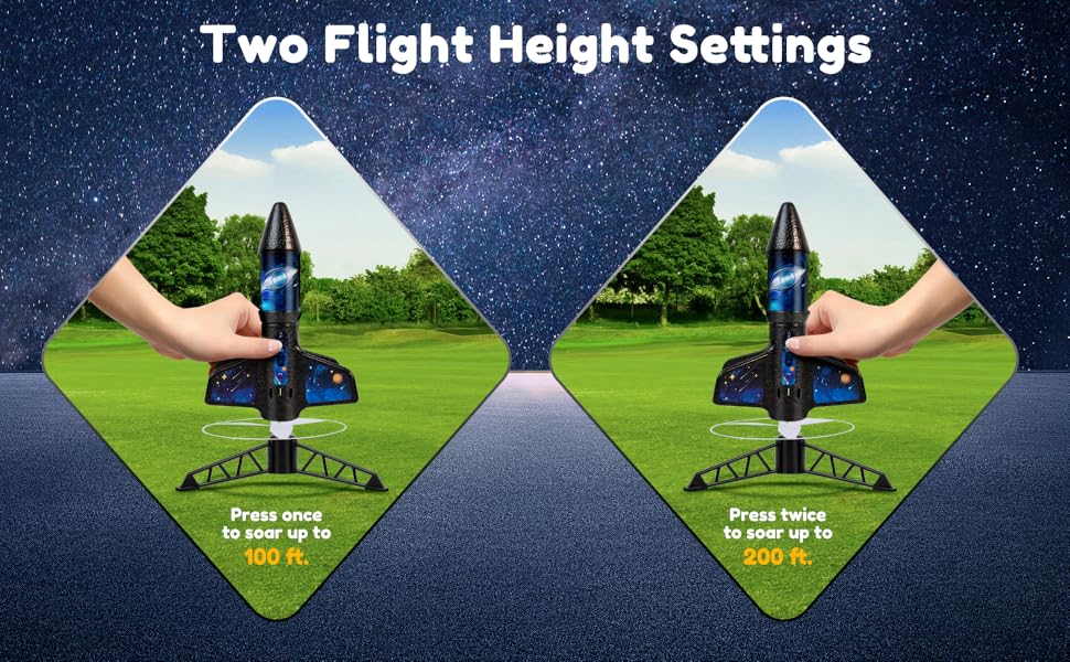 SUNDAY MIRTH Rocket Launcher for Kids -200 Feet of Flight Altitude, Auto Electric Rocket Toys with Safe Parachute, Outdoor Toys Easter Basket Stuffers Birthday Gifts for Boys & Girls Age 6 7 9 10 12 8-13 Years Old