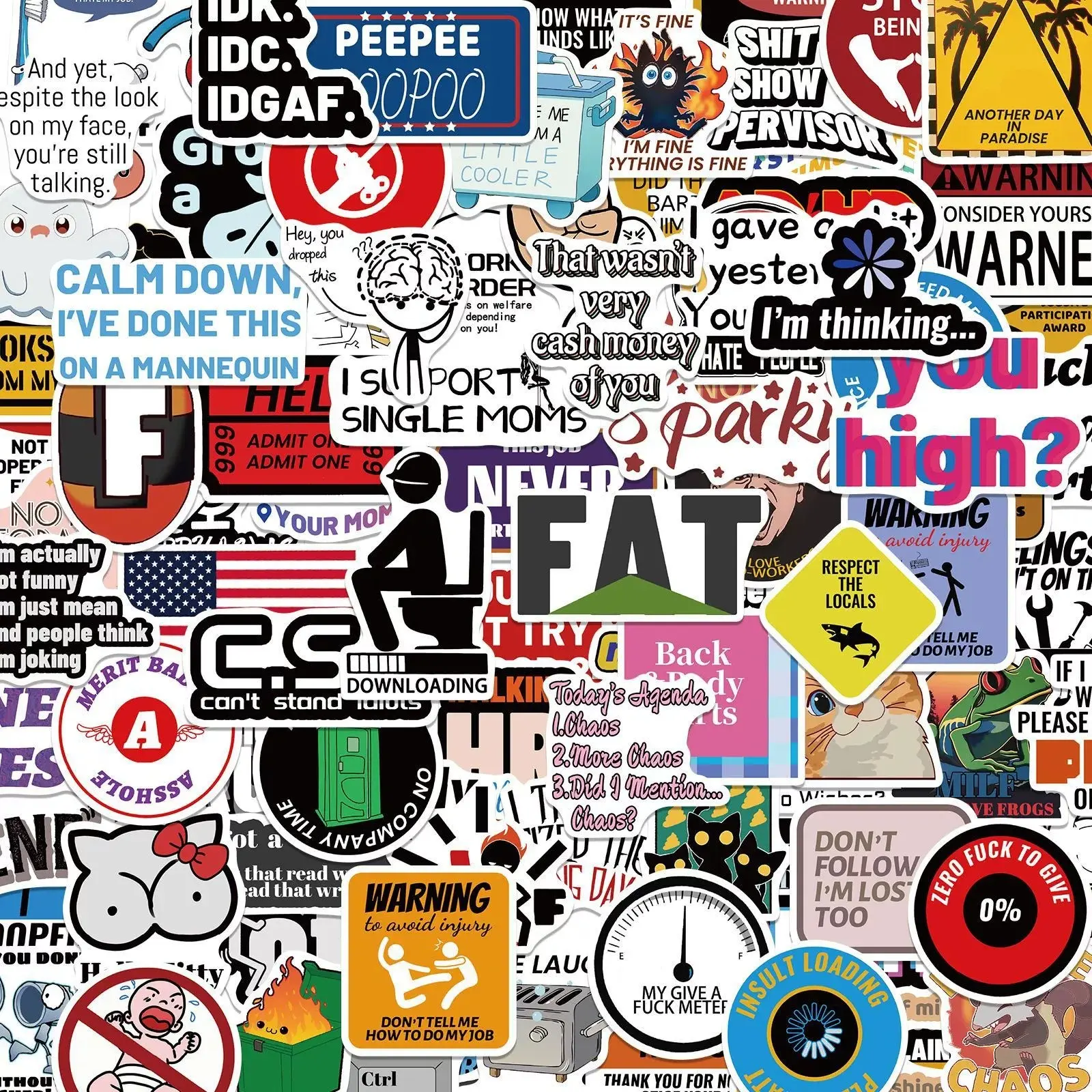 100pcs Fun Waterproof Graffiti Stickers, DIY Notebook, Luggage ,Water Bottle, Tool Box, Electrician, Mechanic Tools Meme Stickers, Creative Decorative Accessories for Personalization Stickers Pack - No repeat