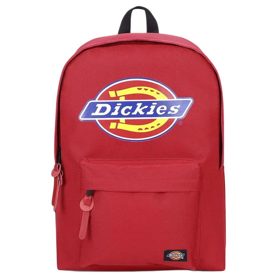 Dickies Large-Logo Printed Polyester Backpack for Men and Women – Casual Red Style